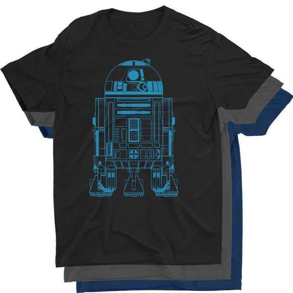 LaraCoey Tops - R2 D2 Blueprint Star Wars T Shirt